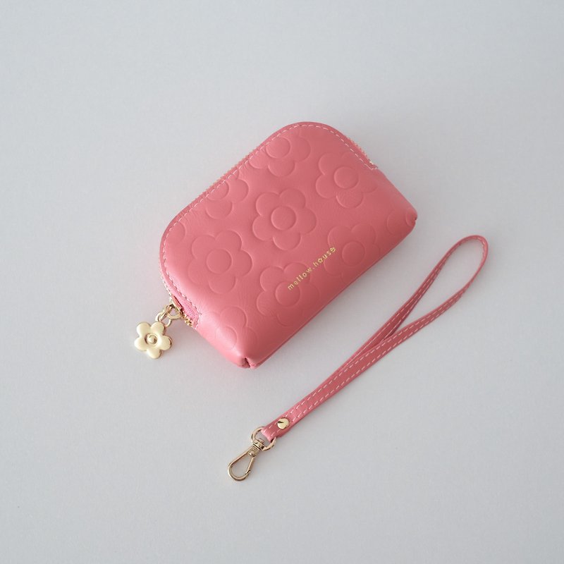 Mellow purse wallet, leather wallet  limited pattern with wristlet - 長短皮夾/錢包 - 真皮 粉紅色