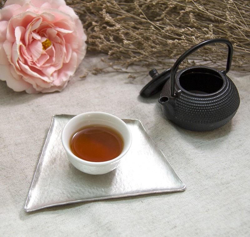 幾何方型小錫盤 - 茶具/茶杯 - 其他金屬 銀色