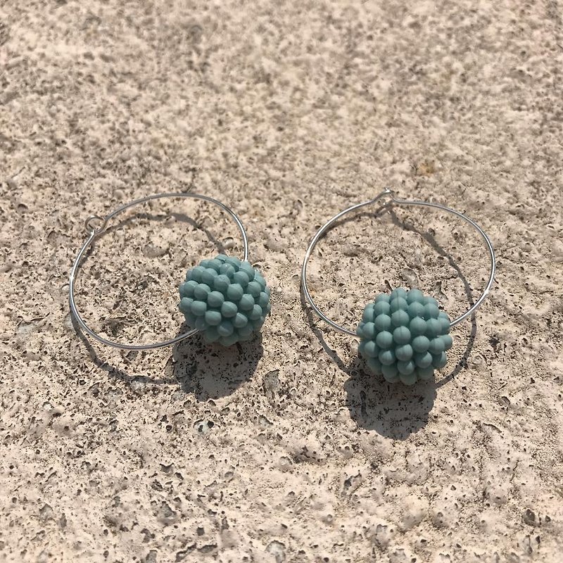 DIY Big Hoop earrings - ต่างหู - โลหะ สีน้ำเงิน