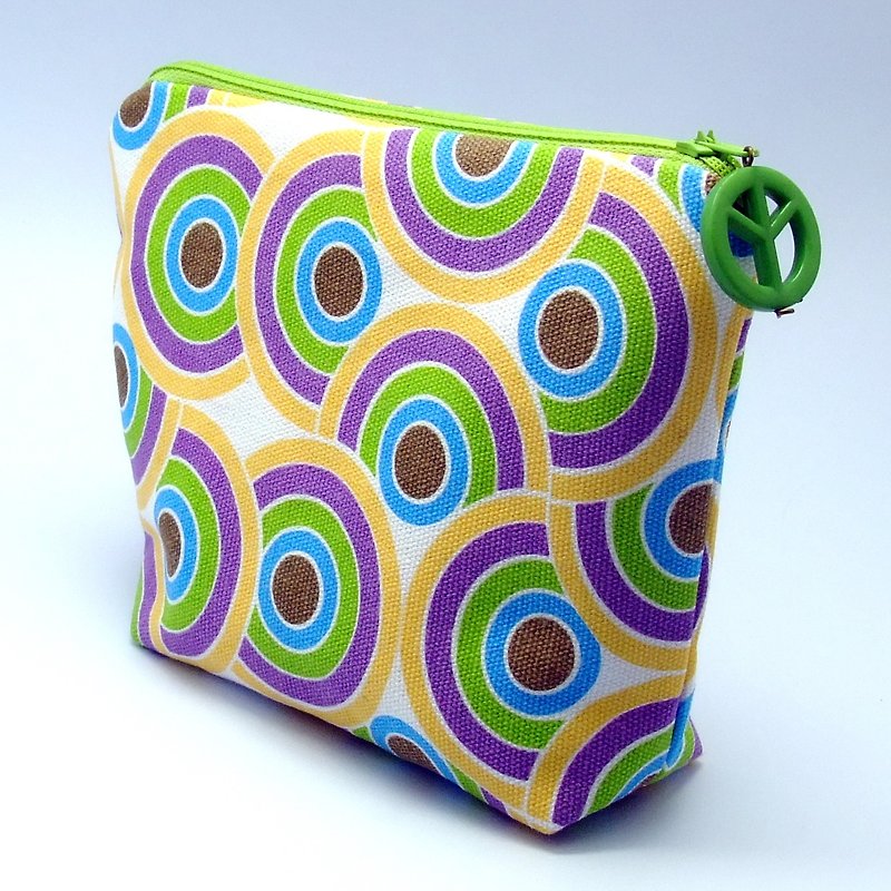 Large flat bottom zipper pouch /cosmetic bag (padded) (ZL-32) - Clutch Bags - Wood Multicolor