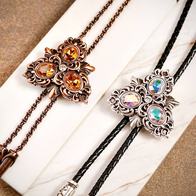 Classical Waltz Paul Tie Bolo Tie Leather Rope Necklace Metal Collar Rope│MF select - เนคไท/ที่หนีบเนคไท - โลหะ สีเงิน