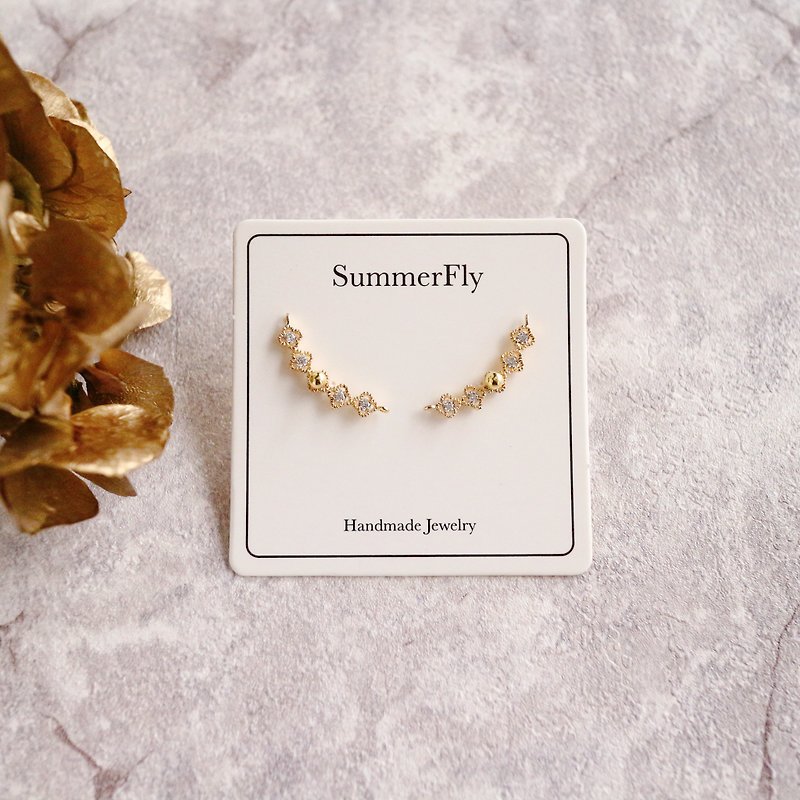 18kgf gold angel wings diamonds diamonds zircon wings flying simple fashion minimalist earrings - ต่างหู - โลหะ สีทอง