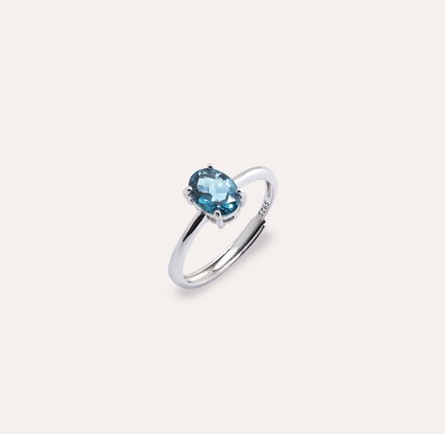 安珠 AND JEWEL 每天配戴的天然寶石 安珠 託帕石 藍色 倫敦藍 橢圓 5*7mm 戒指 經典系列 Oval 寶石