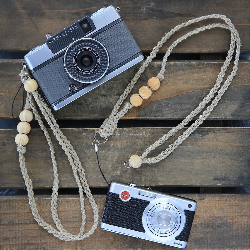 Strap that can be used in 2 ways/Line hemp neck strap and hand strap - Lanyards & Straps - Cotton & Hemp Khaki