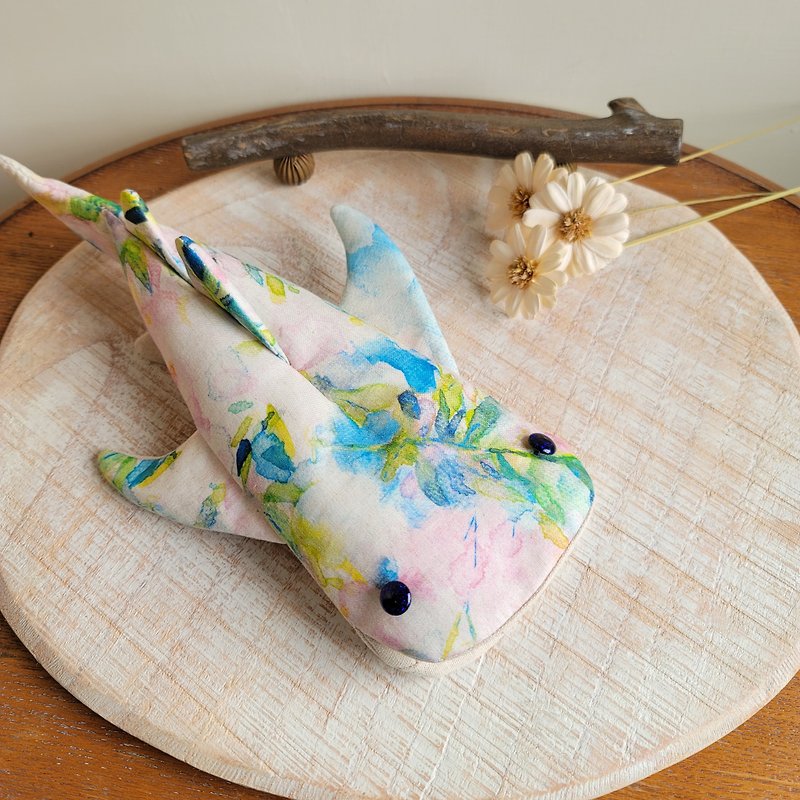 Whale shark shape storage bag watercolor style - Toiletry Bags & Pouches - Cotton & Hemp Pink