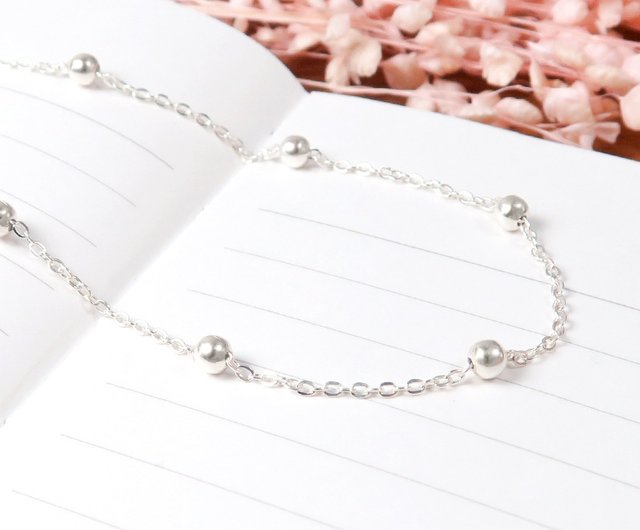 Bead series Silver necklace 925 sterling silver matching chain girls Silver  thin chain bead chain - Shop 64design Necklaces - Pinkoi