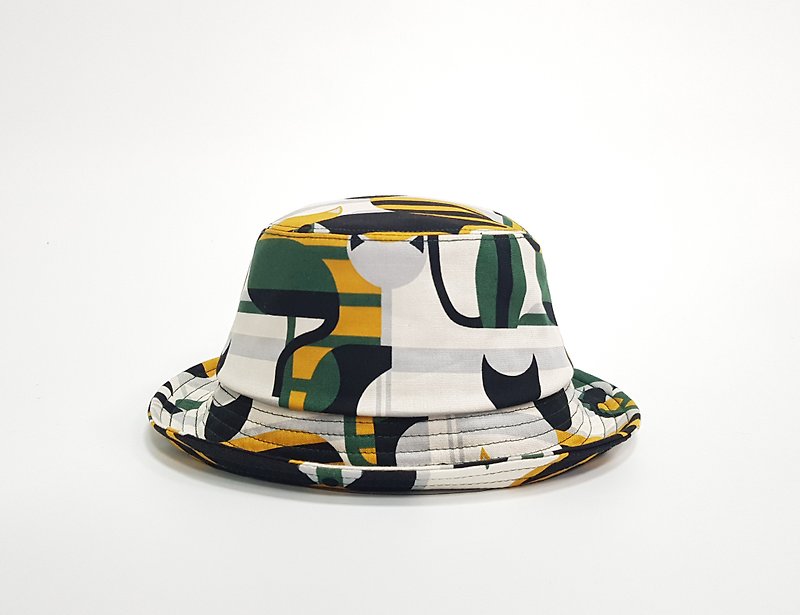 Classic fisherman hat // geometric cat // #日本布#街文青#遮阳#Fisher hat#present - Hats & Caps - Cotton & Hemp Multicolor