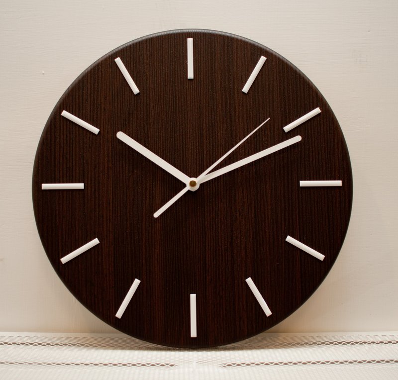 Deep Walnut Grain-Clock/Silent-White Markers-WE CAN HOUSE Gift Exchange/Holy Greetings - นาฬิกา - ไม้ 