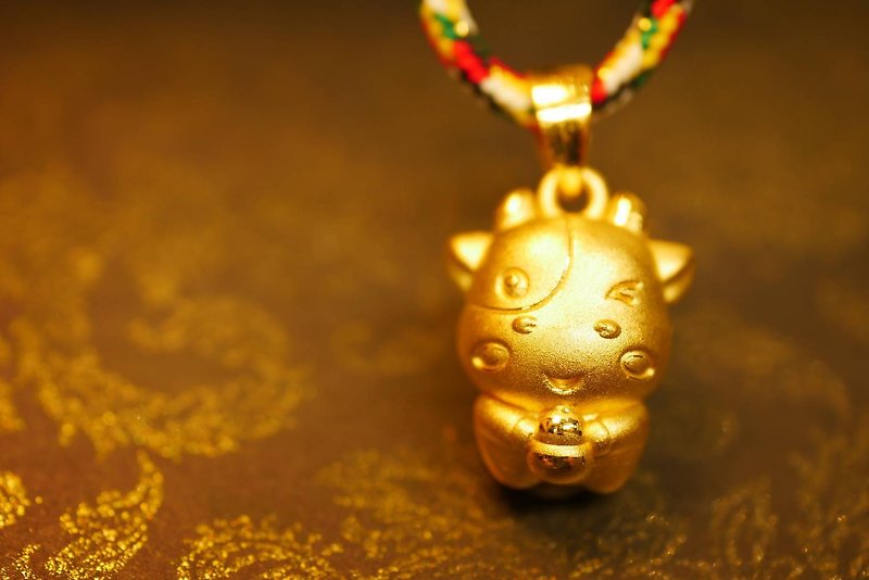 Gold Pendant-Chinese Zodiac Bull Gold Ornaments Moon Ceremony-Gold 9999 - Baby Gift Sets - 24K Gold Gold