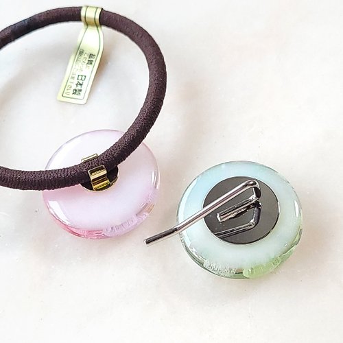 3色のアジサイシェルヘアゴム/ポニーフックドライフラワーヘア