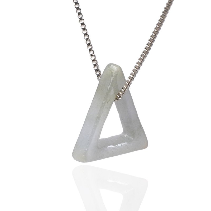 Ice jade triangle necklace | Natural Burmese jade A grade jade | Gift giving - Necklaces - Jade White