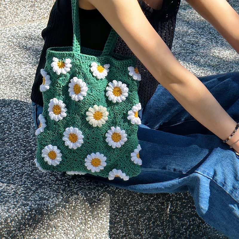 Korean style small floral* crochet shoulder bag - Messenger Bags & Sling Bags - Cotton & Hemp 