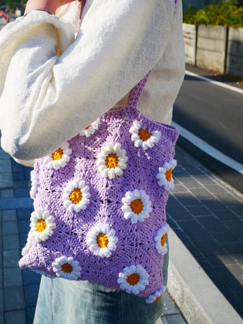アネモネ花柄かぎ針編みバッグ＊＊＊もうすぐ春＊＊＊パステルカラー球体バック＊＊＊ amuhibi KIT | フラワーバッグ| amuhibi colors ver.