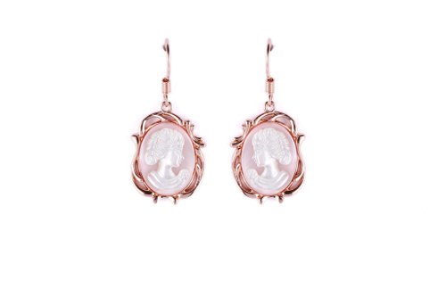 Fashion Museum Accessories 時尚博物館首飾 【聖誕禮盒】【畢業禮物】公主雕白貝粉紅貝銅鍍玫瑰金耳勾耳環