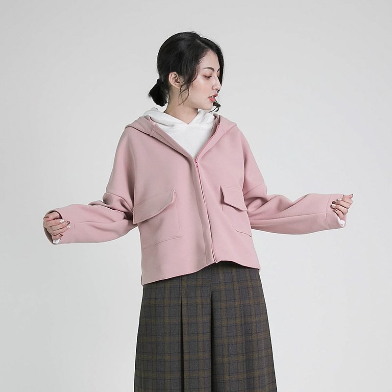 Loop_loop air short coat _8AF309_ nude pink - เสื้อแจ็คเก็ต - ผ้าฝ้าย/ผ้าลินิน สึชมพู