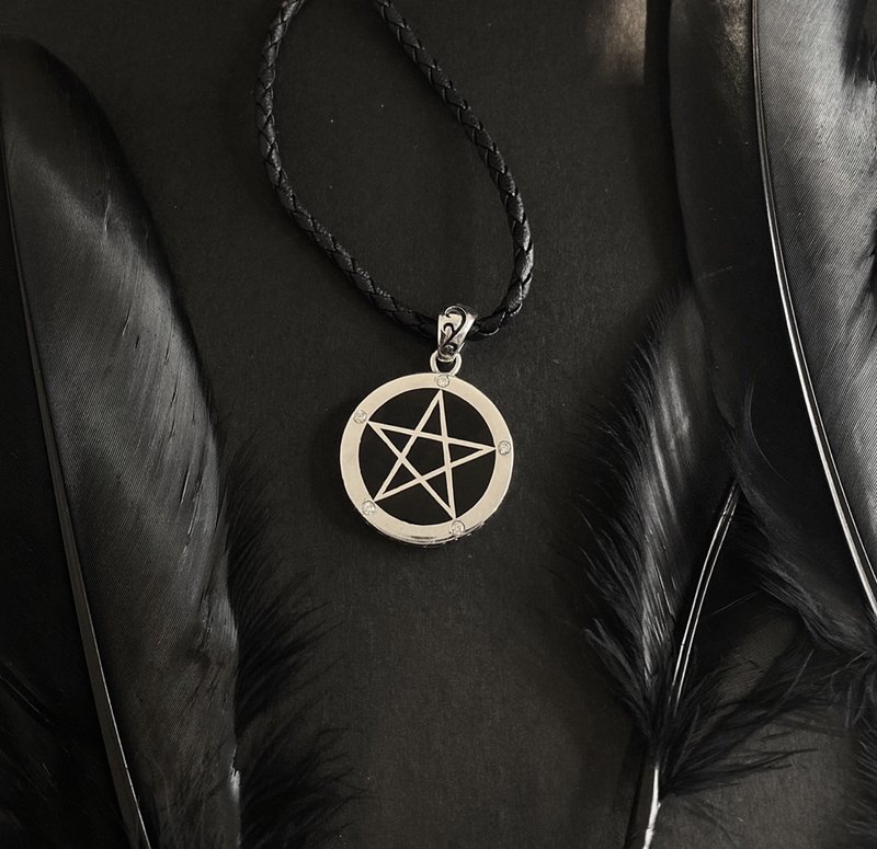 【圖騰系列】五芒星Pentacle 925銀 吊飾 (不含鍊) - 項鍊 - 純銀 黑色
