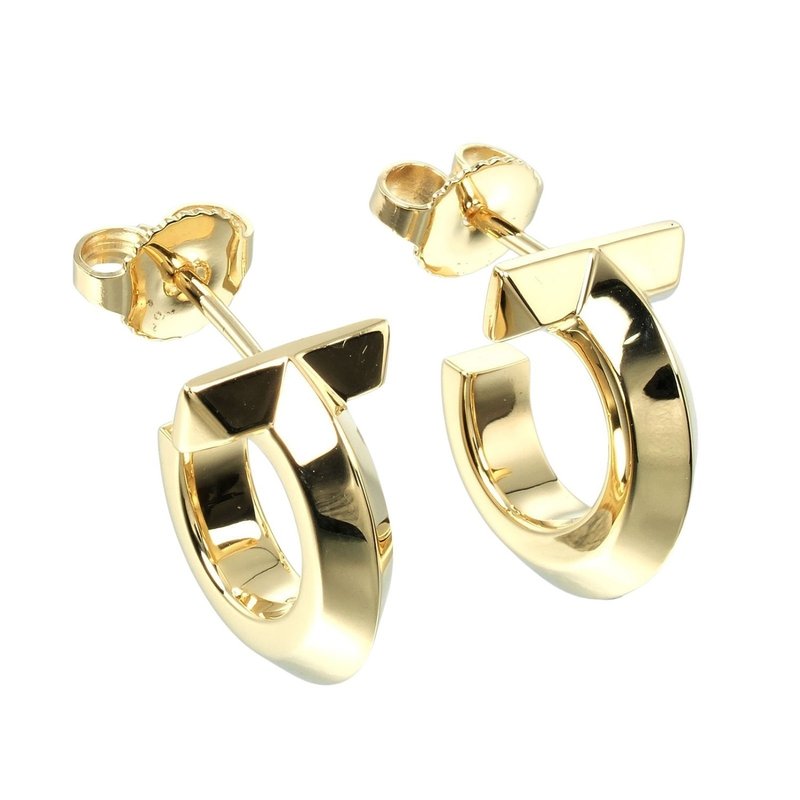 【日本直送】ティファニー TIFFANY&Co. Tワン フープ ピアス K18YG イエローゴールド 約8.1g【中古】 - 耳環/耳夾/耳骨夾 - 貴金屬 金色