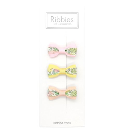 Ribbies 台灣總代理 Ribbies雙色緞帶蝴蝶結3入組-Poppy & Daisy Pastel