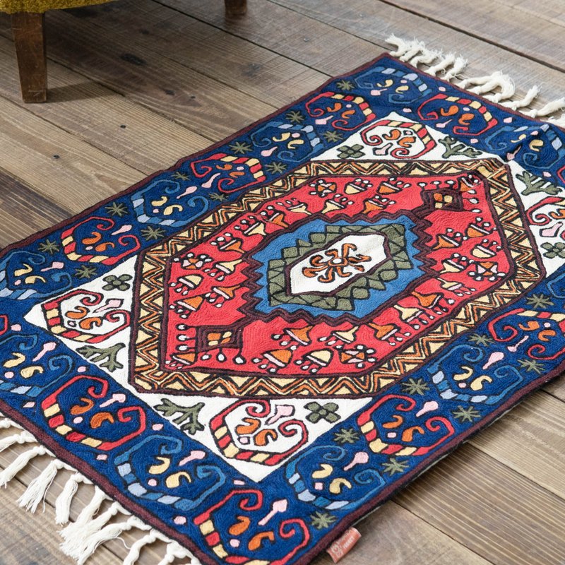 Cashmere Wool Embroidered Rug 60x90 - Arabian Nights - Rugs & Floor Mats - Wool Multicolor