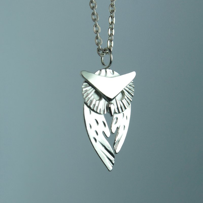 Owl Guardian Silver Necklace - สร้อยคอ - เงินแท้ สีเงิน