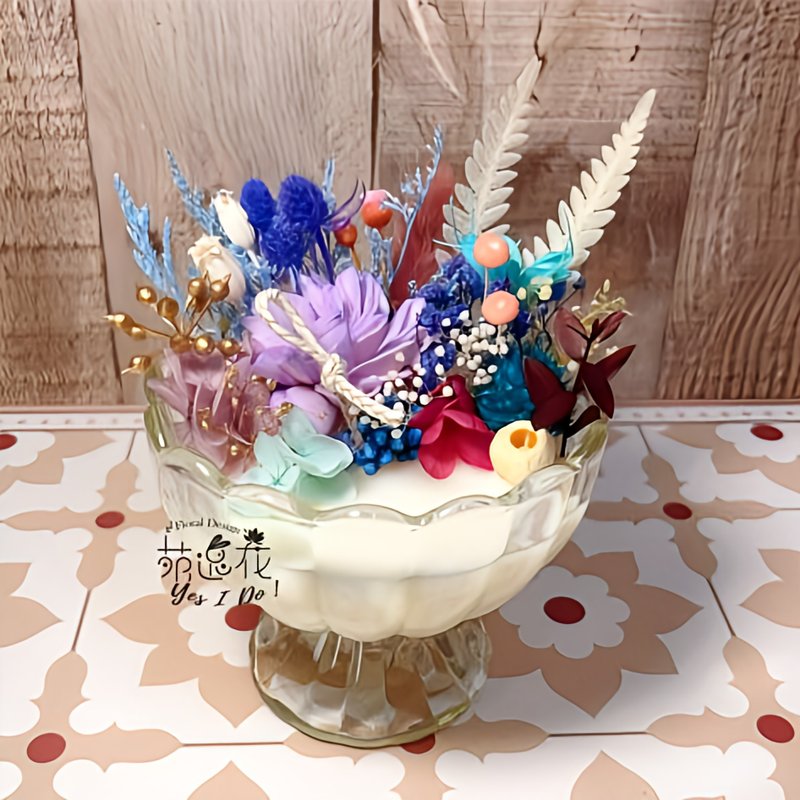 Ice Cream Cup Preserved Flower Scented Candle - Candles & Candle Holders - Wax Multicolor