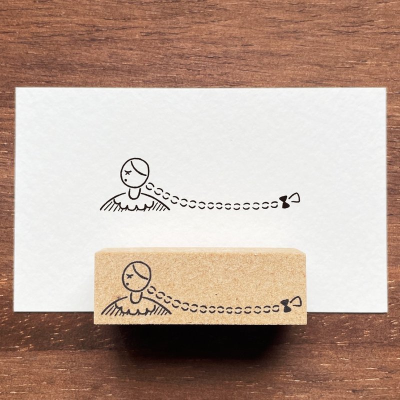 Marl-chan Title Stamp Pigtails Rubber Stamp Girl Made in Japan a-168 - Stamps & Stamp Pads - Wood 