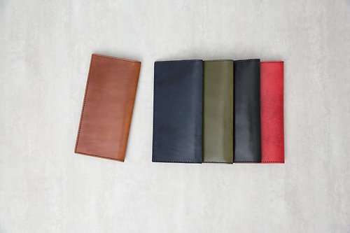 苦苦製革縫物 經典手工對折皮夾 | 五色 黑 深藍 深綠 咖啡 胭脂紅