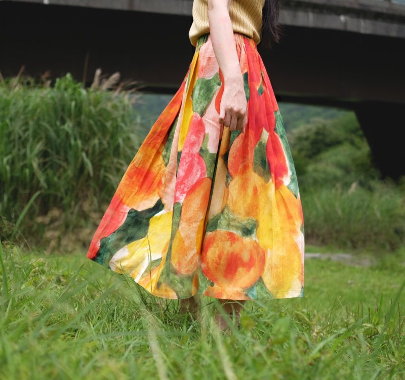 Sleeveless    /  color - Skirts - Cotton & Hemp Red