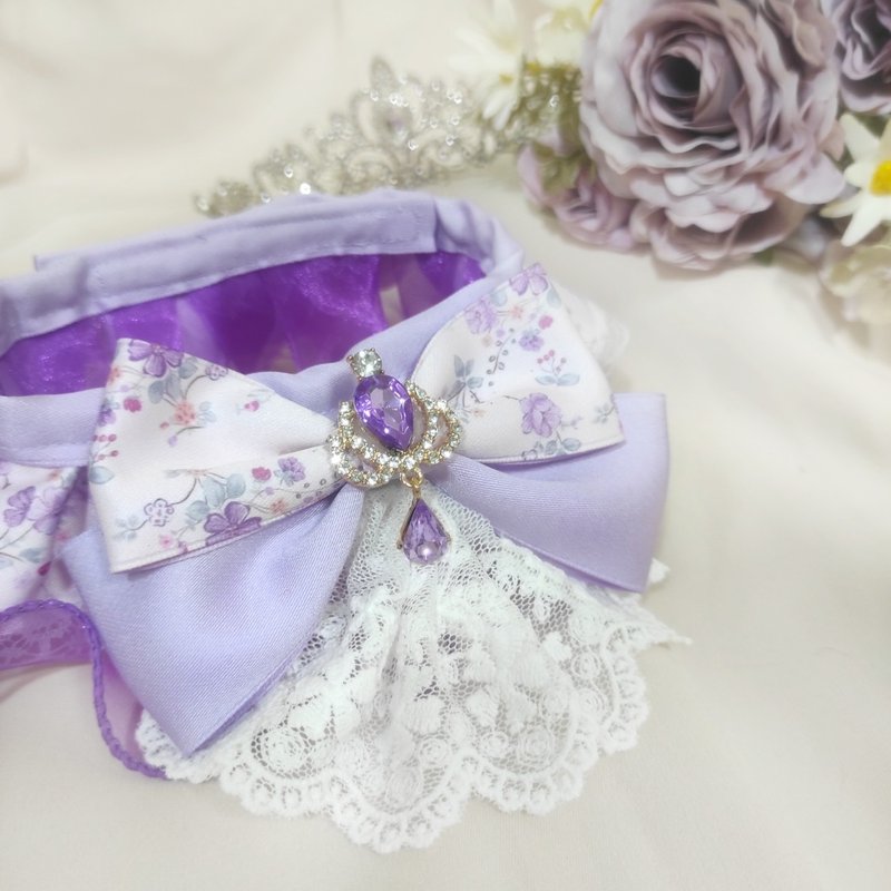 Audrey. Lace collar-Purple丨Cat, rabbit and dog pet scarf collar collar - ปลอกคอ - วัสดุอื่นๆ สีม่วง