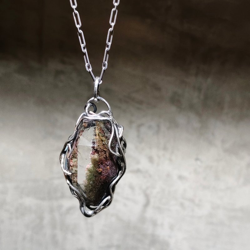 グリーンファントムクォーツ／シルバーペンダントトップ - ネックレス - 宝石 ホワイト