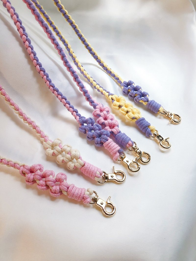 Braided Floral Cell Phone Lanyard - Lanyards & Straps - Cotton & Hemp Purple