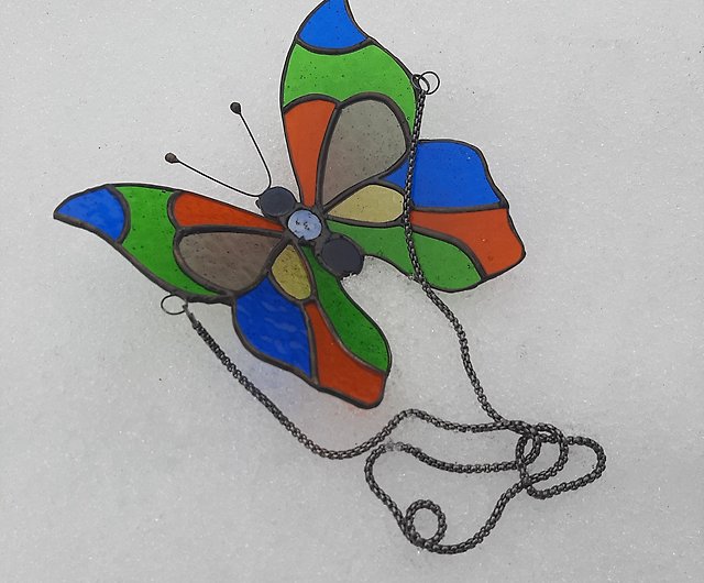 Stained glass colorful butterfly/ window suncatcher/ home decor 