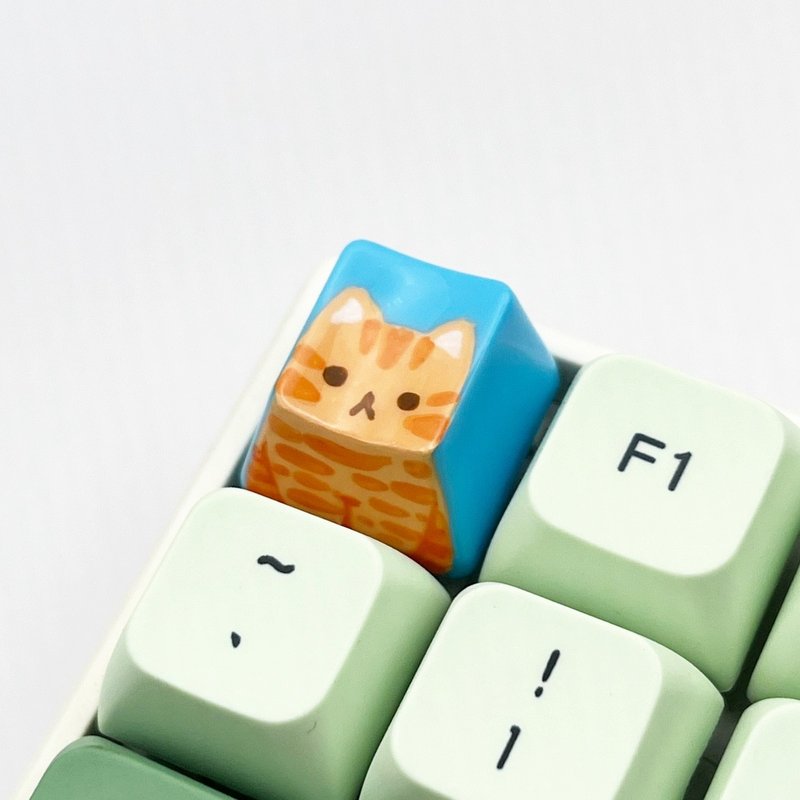 OEM Keycap ginger cat - blue - 電腦配件 - 塑膠 藍色