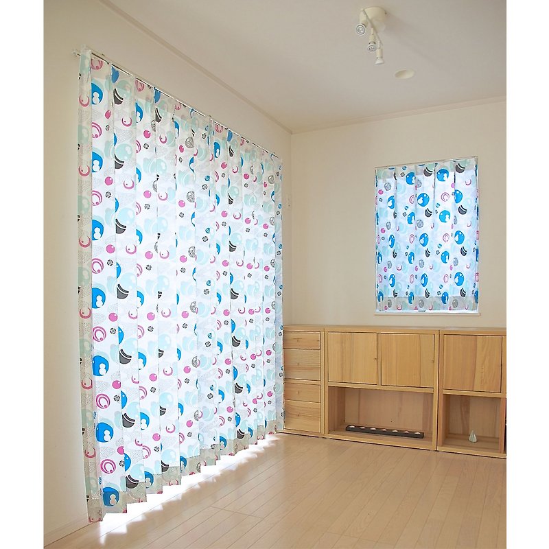 【Custom made】Curtains : Mizutama (Pink) - อื่นๆ - ผ้าฝ้าย/ผ้าลินิน สีน้ำเงิน