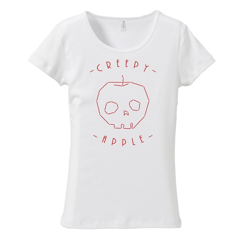 [Women's T-shirt] Creepy apple 2 - Women's T-Shirts - Cotton & Hemp White