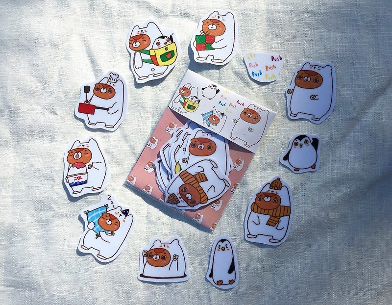 Sticker / push! Push! Bear ʕ • ᴥ • ʔ - Stickers - Paper 