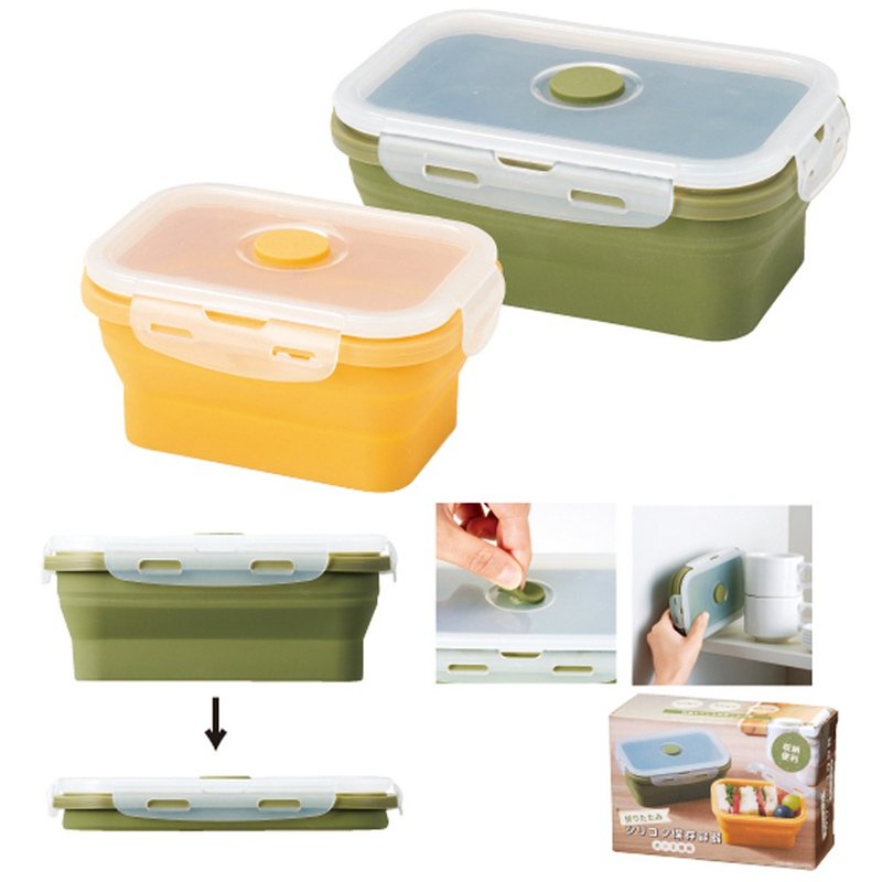 Folding silicone storage container set of 2 large and small - Lunch Boxes - Silicone Transparent