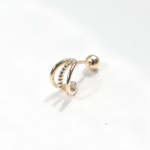 CHARIS GRACE 14K 三弧型珠珠鎖珠耳環 (單個)