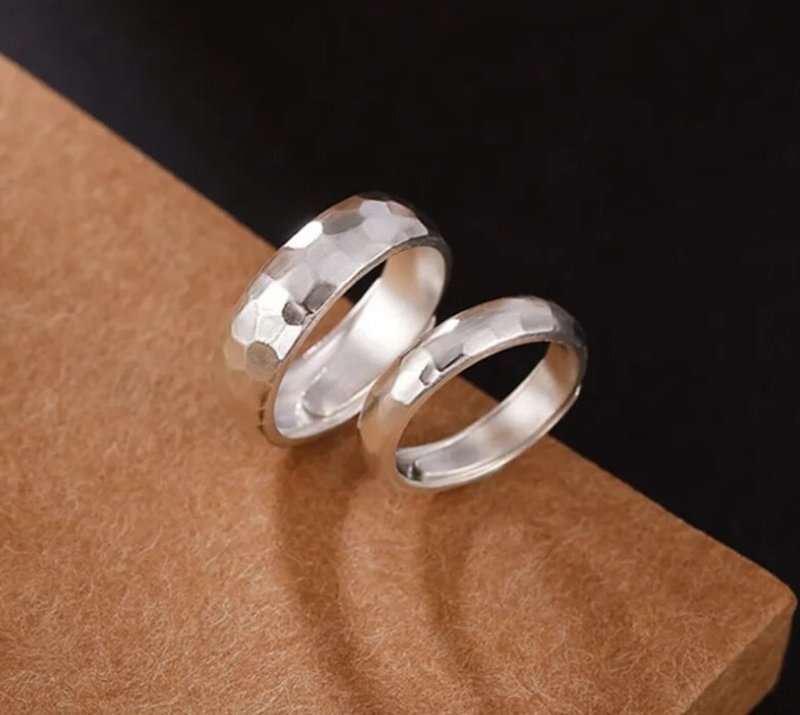 2 Sizes Knocking Face Real 999 Pure Silver Rings for Lovers Jewelry 1 Piece - 戒指 - 純銀 銀色