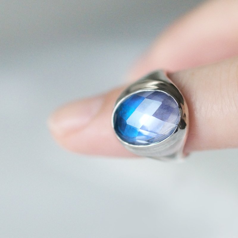 モルフォ蝶と水晶のいろどりリング - 戒指 - 純銀 藍色