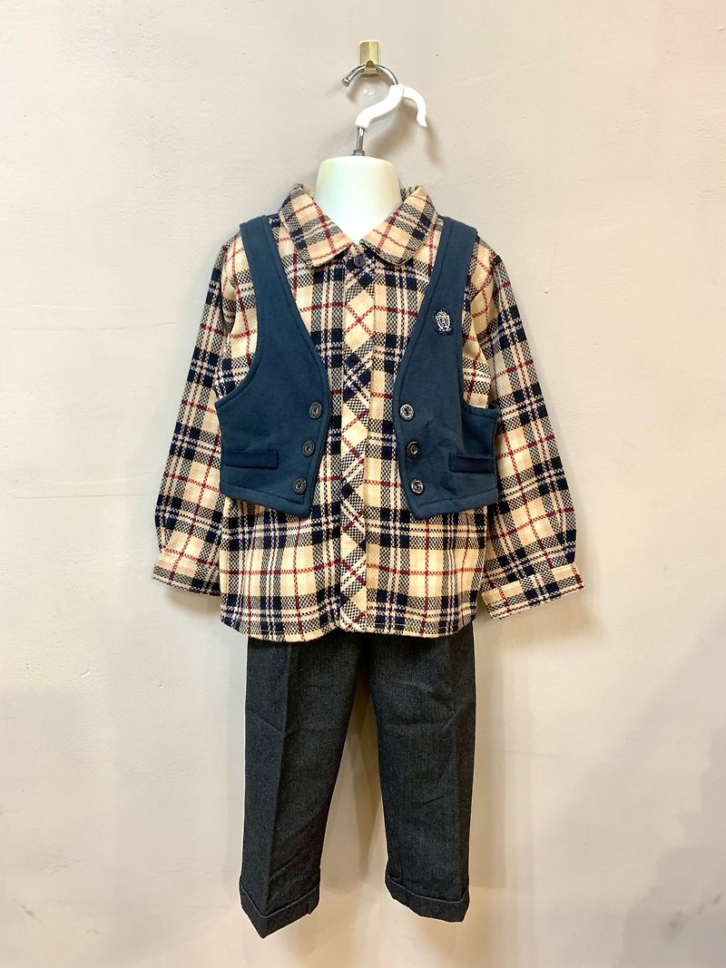 [Children's clothing gift] Nobeda Cavin little gentleman boy faux two piece suit / yellow - Tops & T-Shirts - Cotton & Hemp Khaki
