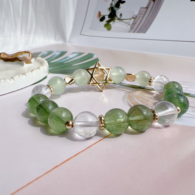 Stone| Green Stone| White Quartz | Anderson Feldspar - สร้อยข้อมือ - คริสตัล 