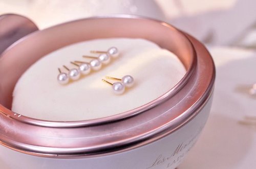 Athena珍珠設計 素耳釘 天然海水珍珠 akoya 櫻花粉 18k金 耳環
