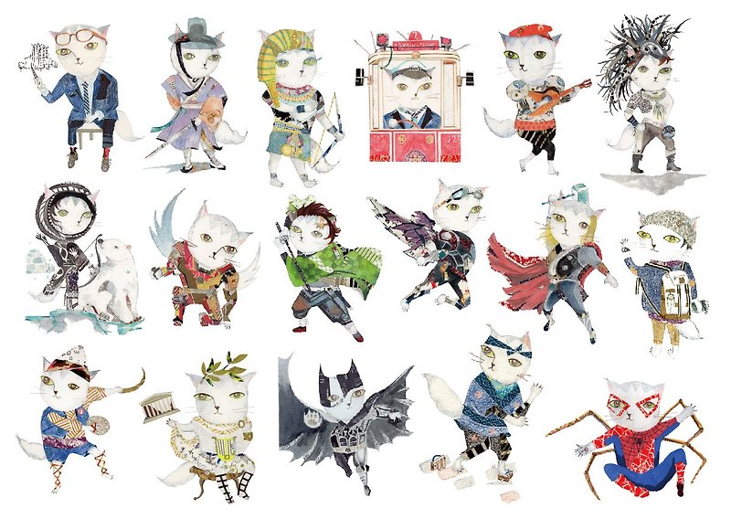 Limited gift for old friends: There are two sets of Japanese paper hand account cat character series - Stickers - Paper 