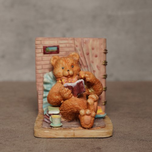 イギリスハンドメイド 立体テディベア型ブックエンド 2個セット/本棚