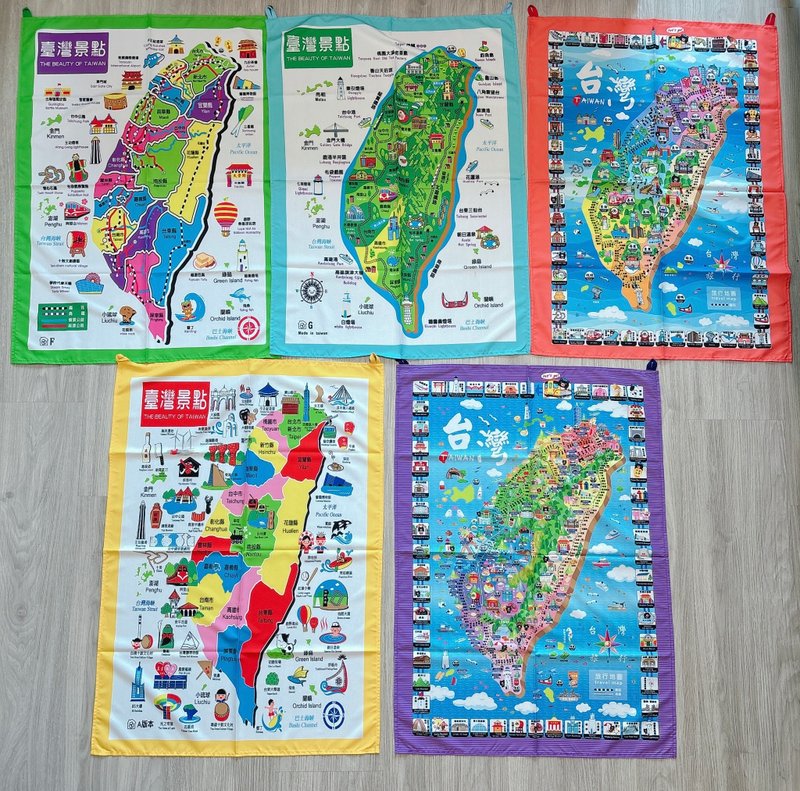 布地圖 台灣景點掛飾 台灣地圖 台灣鐵道掛布 台灣景點特色布地圖 - 海報/掛畫/掛布 - 其他材質 多色