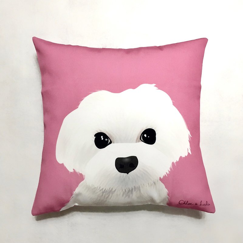 Wang Miao Big Pillow-Maltese - Pillows & Cushions - Polyester Pink