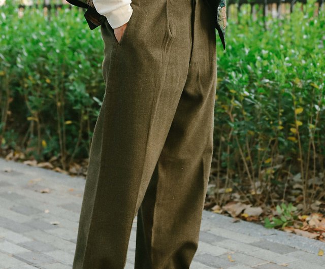 Washed Sage Tailored Military Wool Pant | Garmentory