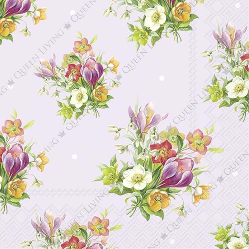 German IHR-33*33cm napkin-spring bouquet light lilac - Place Mats & Dining Décor - Paper Multicolor