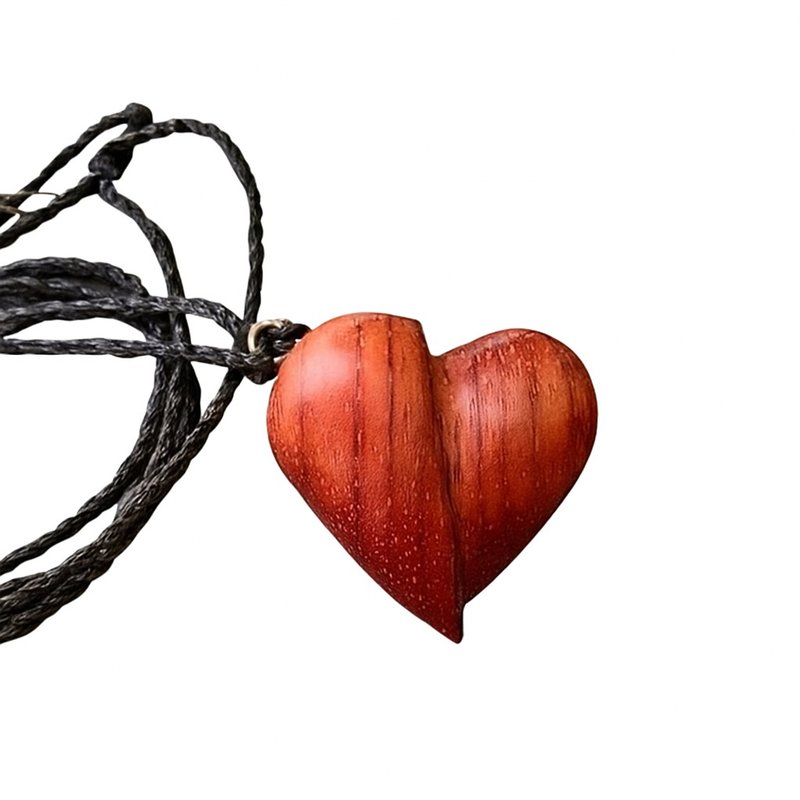 Red wooden heart - 項鍊 - 木頭 